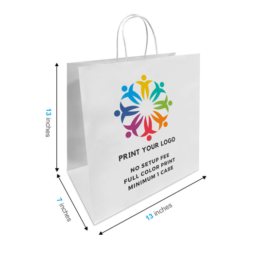 250pcs Star 13x7x13 inches White Paper Bags Twisted Handles, Full Color Print, Printed in North America