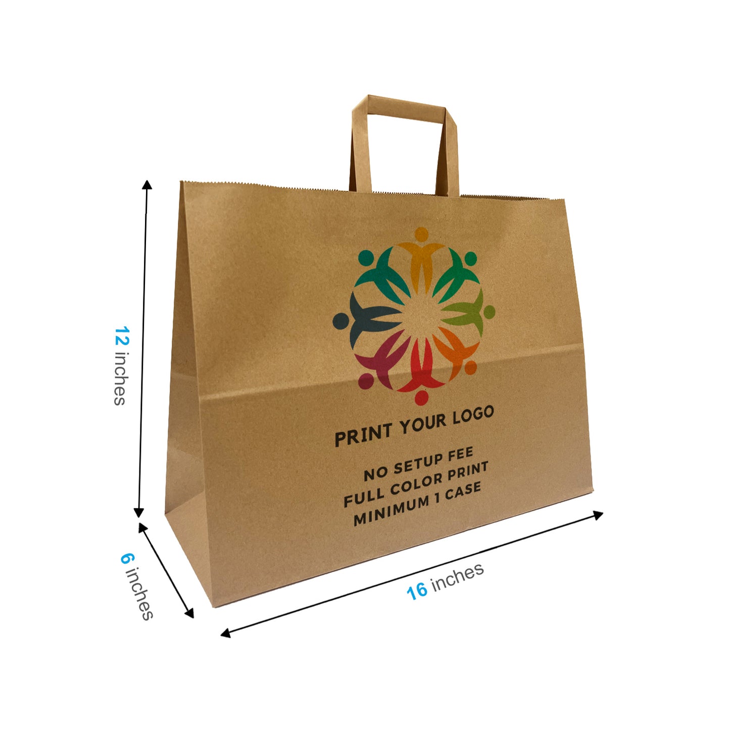 300pcs Vogue 16x6x12 inches Kraft Paper Bags Twisted Handles; Full Color Custom Print, Printed in Canada