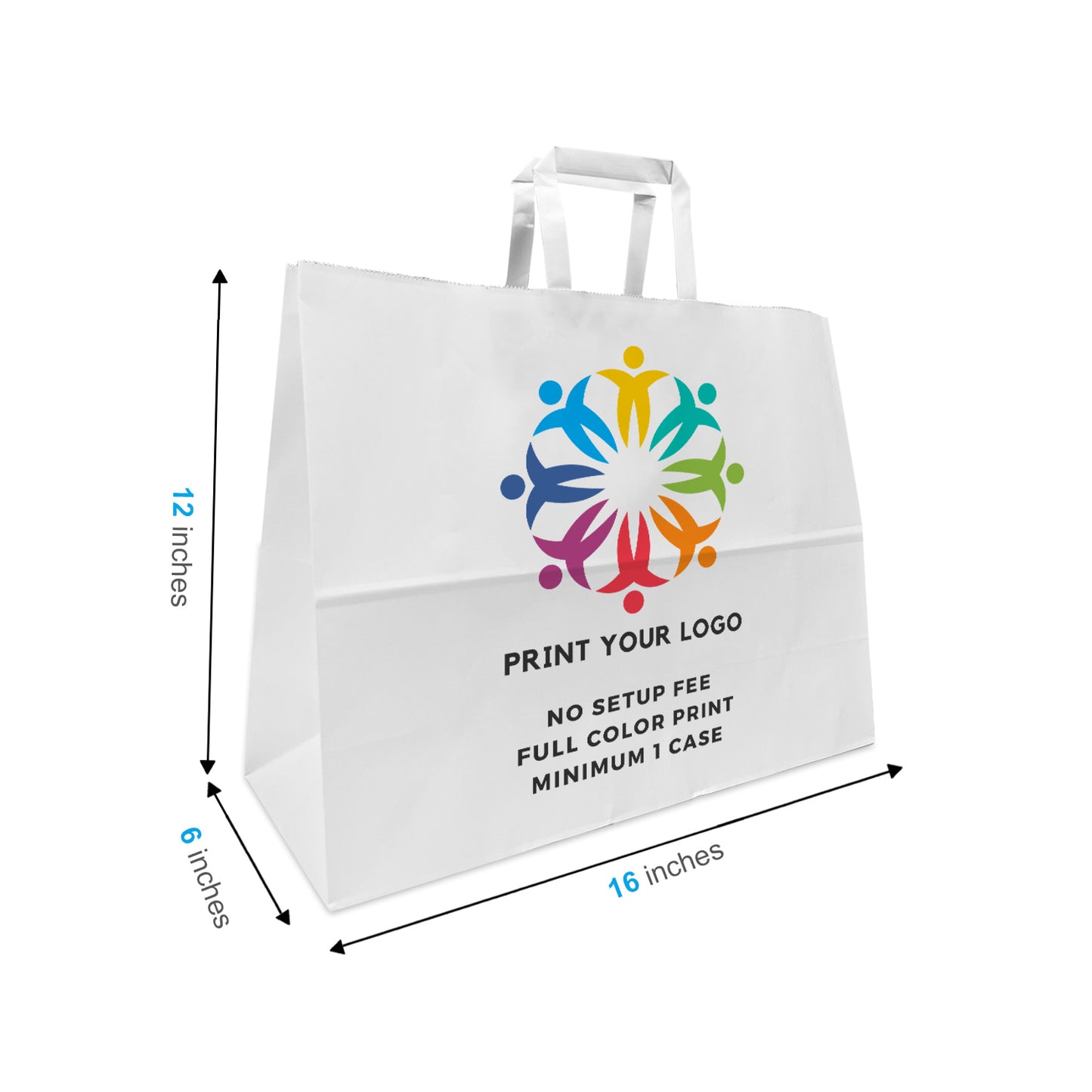 300pcs Vogue 16x6x12 inches White Paper Bags Twisted Handles; Full Color Custom Print, Printed in Canada