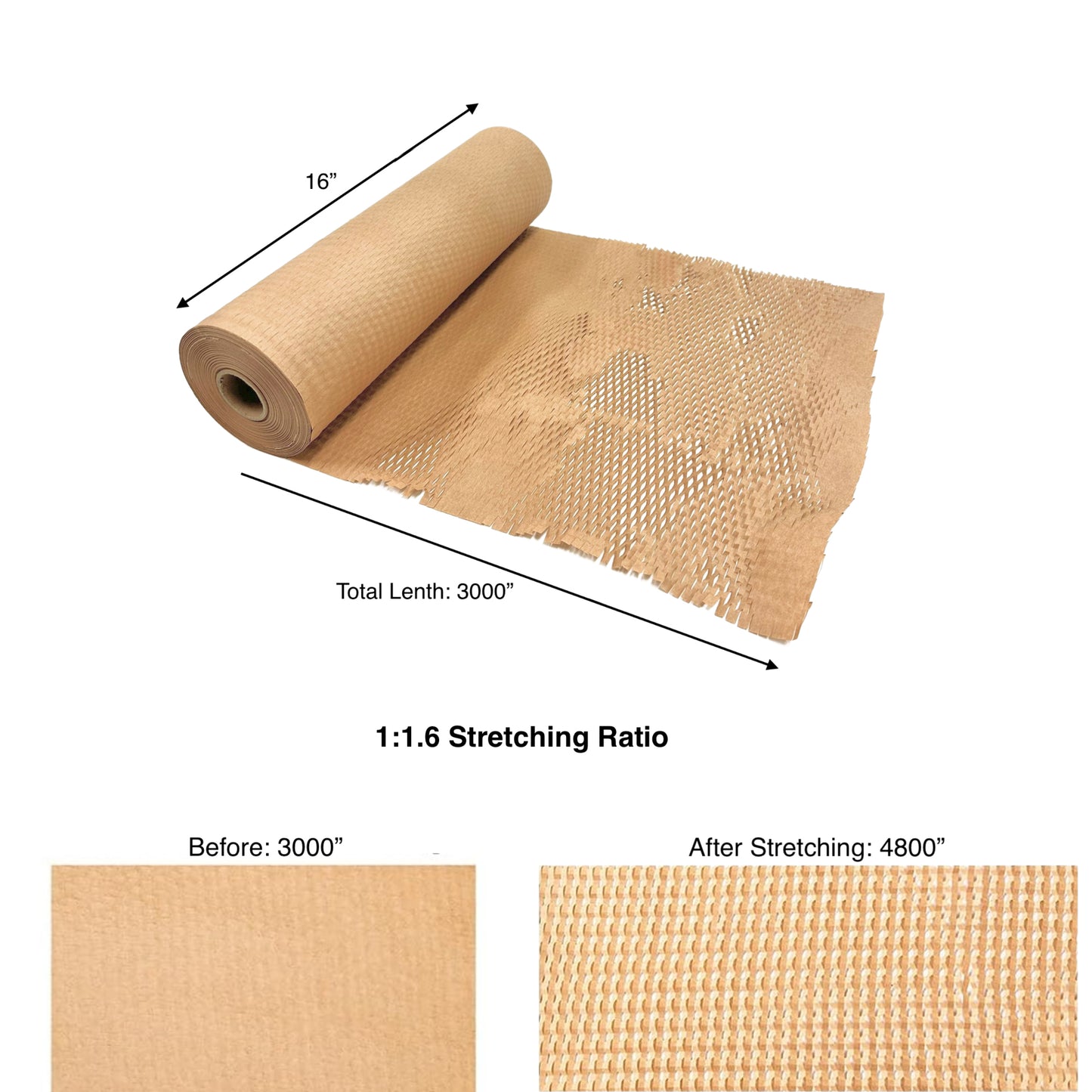 2pcs, Honeycomb, 16x3000 inches, Wrapping Paper Roll