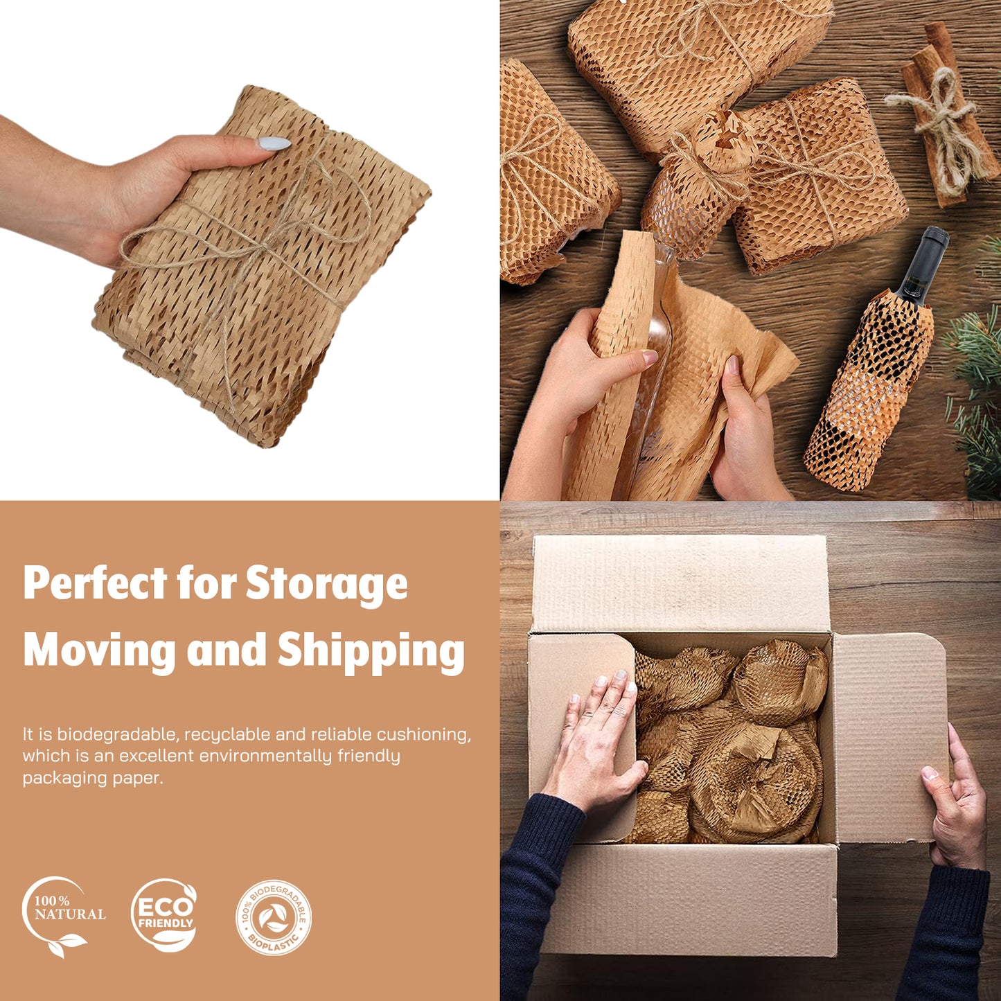 2pcs, Honeycomb, 16x3000 inches, Wrapping Paper Roll