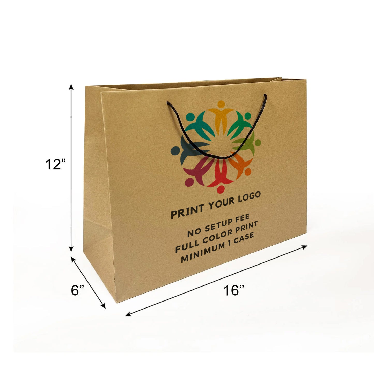 150pcs Euro Tote Bags Vogue 16x6x12 inches Kraft Paper Bags Rope Handles; Full Color Custom Print, Printed in Canada