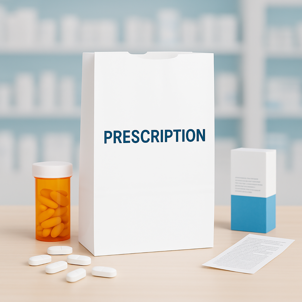 #3 - 4.5" x 3.75" x 9" - Prescription Bags - White Grocery Bags - Carton of 1000 - KIS PAPER - 6023; $0.069/pc