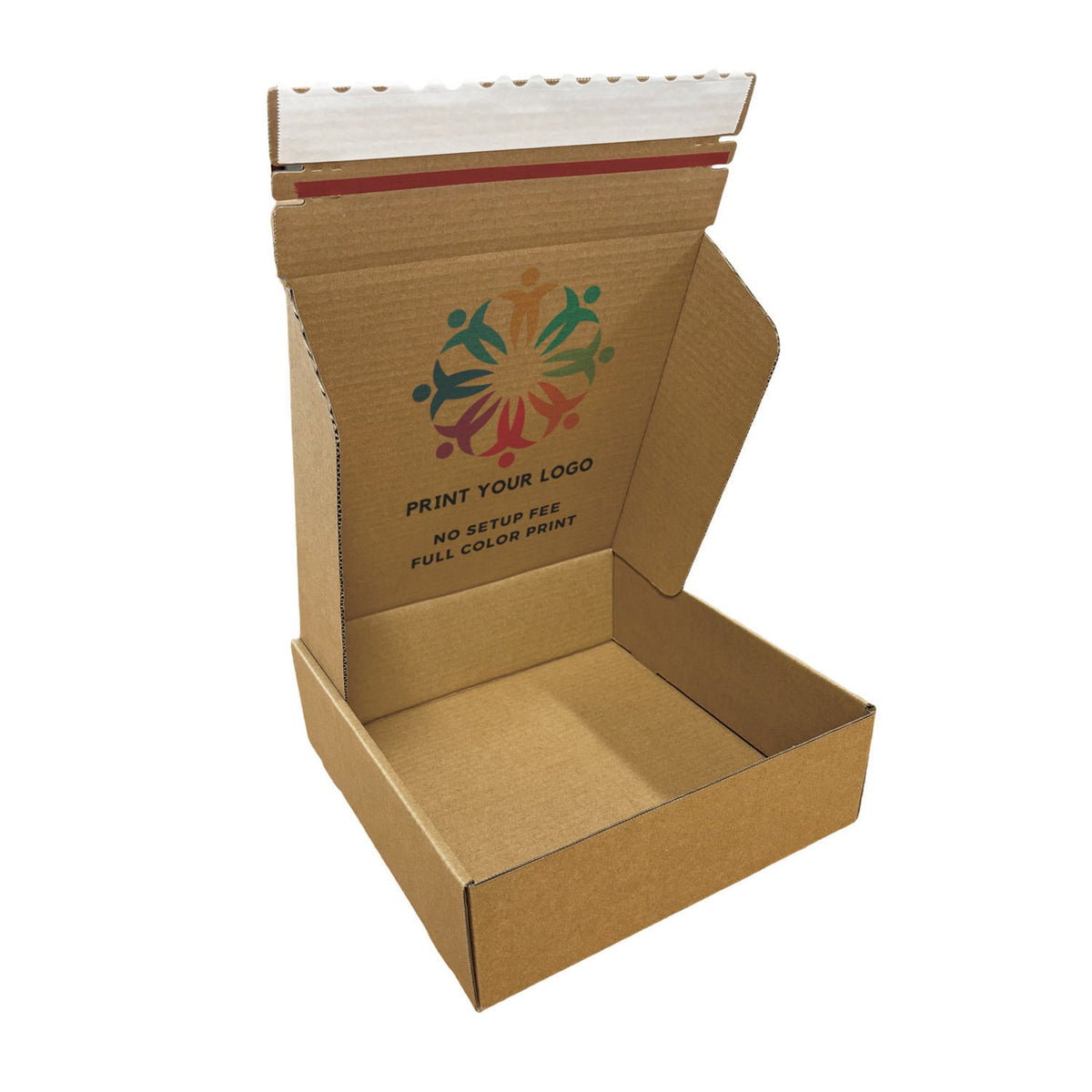 Custom Kraft Literature Corrugated Paper Mailer Boxes Self-Seal Tape - 11.5" x 11.5" x 3.75" - Bundle of 40 - KIS PAPER - 11267; Full Color Custom Print, Printed in Canada