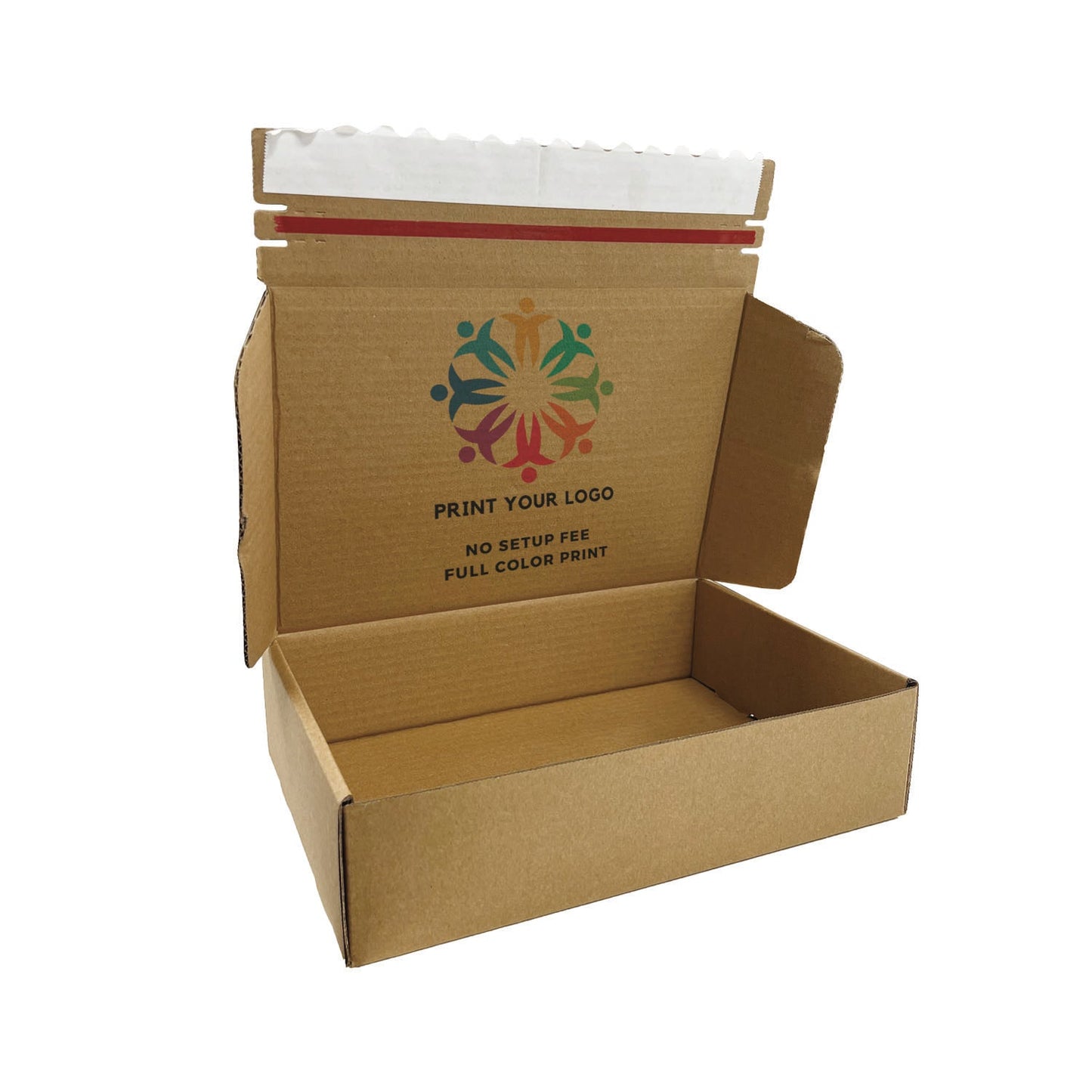 Custom Kraft Literature Corrugated Paper Mailer Boxes Self-Seal Tape - 12" x 8" x 3" - Bundle of 40 - KIS PAPER - 11268; Full Color Custom Print, Printed in Canada