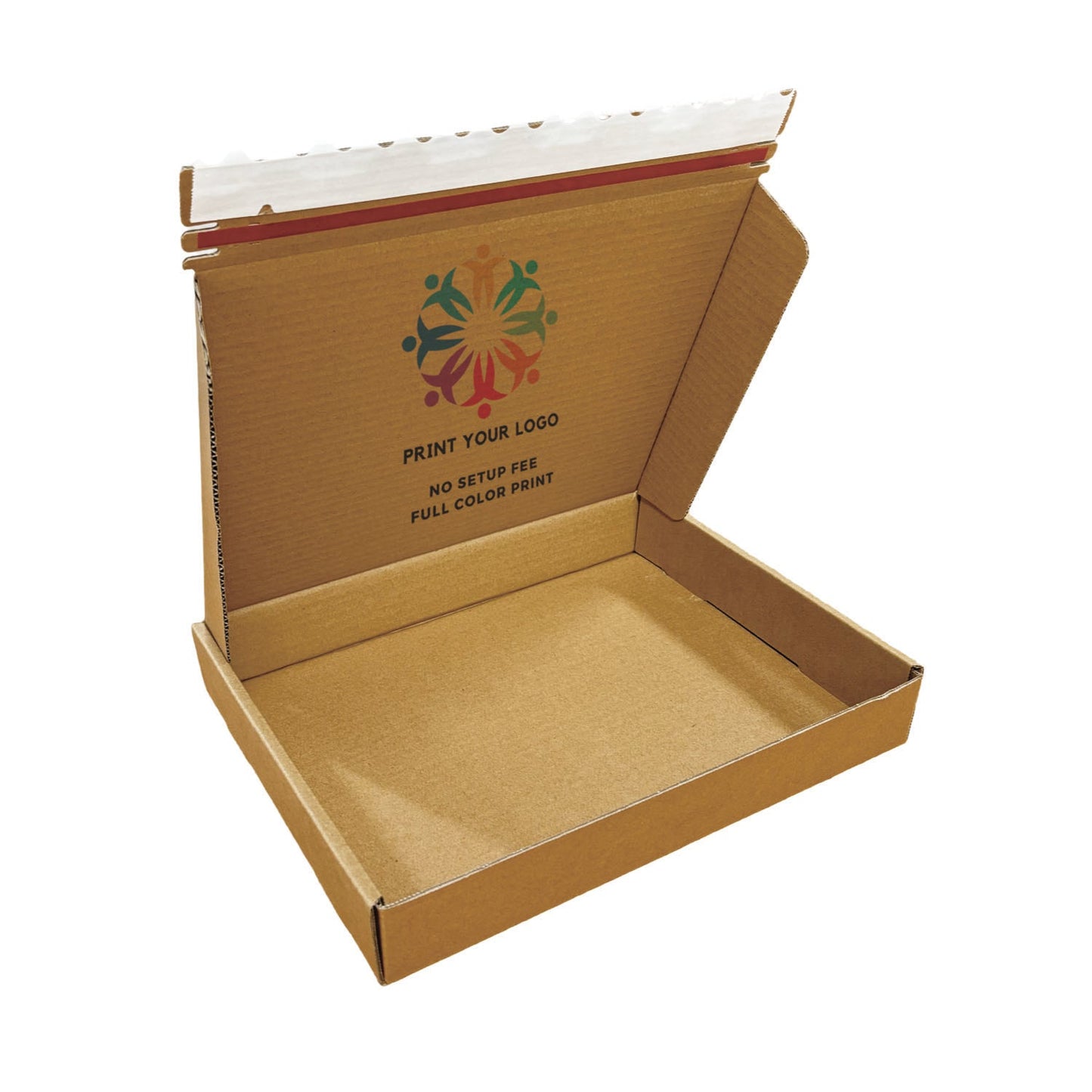 Custom Kraft Literature Corrugated Paper Mailer Boxes Self-Seal Tape - 13" x 10" x 2" - Bundle of 40 - KIS PAPER - 11273; Full Color Custom Print, Printed in Canada