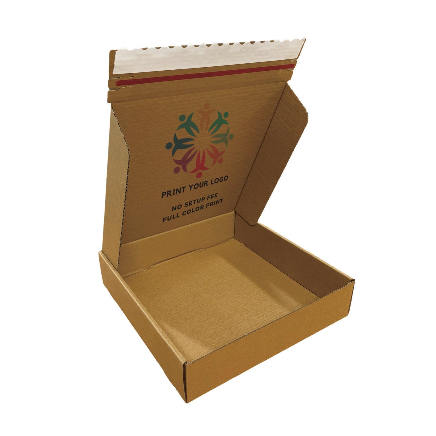 Custom Kraft Literature Corrugated Paper Mailer Boxes Self-Seal Tape - 13" x 13" x 3" - Bundle of 40 - KIS PAPER - 11276; Full Color Custom Print, Printed in Canada