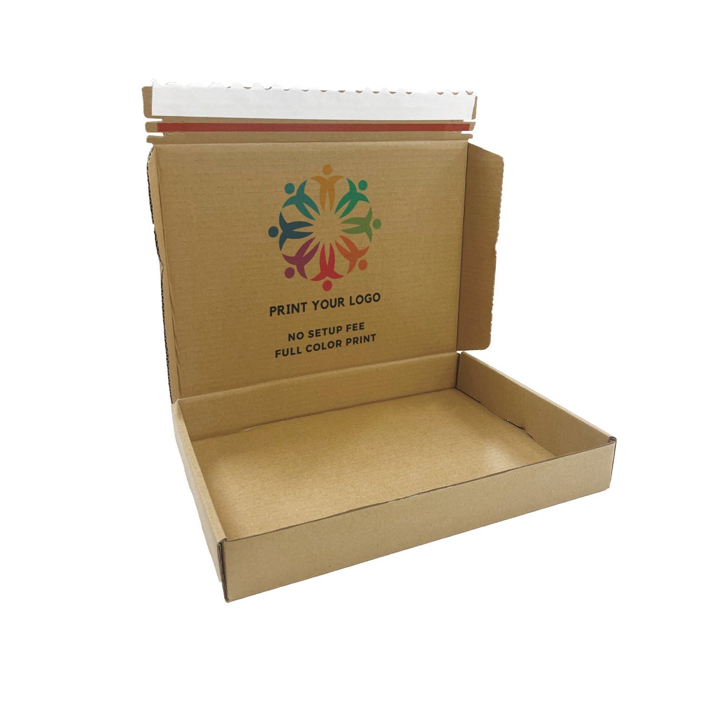 Custom Kraft Literature Corrugated Paper Mailer Boxes Self-Seal Tape - 14" x 10" x 2" - Bundle of 40 - KIS PAPER - 11277; Full Color Custom Print, Printed in Canada