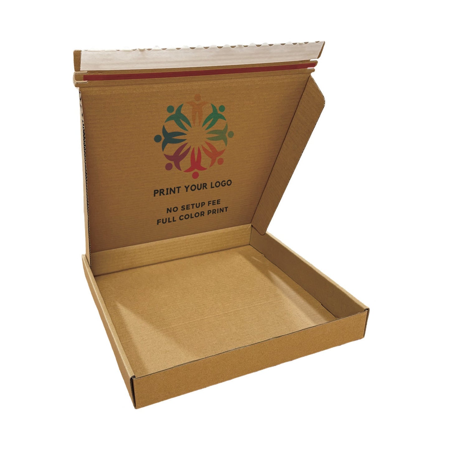 Custom Kraft Literature Corrugated Paper Mailer Boxes Self-Seal Tape - 14" x 14" x 2" - Bundle of 40 - KIS PAPER - 11278; Full Color Custom Print, Printed in Canada