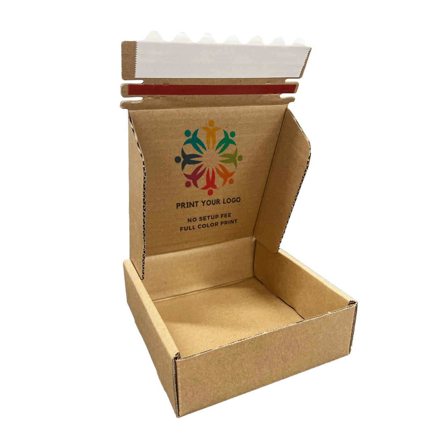 Custom Kraft Literature Corrugated Paper Mailer Boxes Self-Seal Tape - 6" x 6" x 2" - Bundle of 40 - KIS PAPER - 11258; Full Color Custom Print, Printed in Canada
