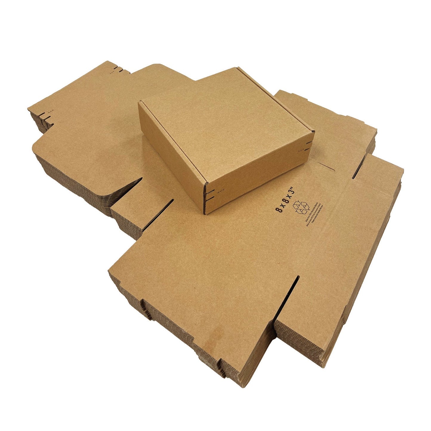 Kraft Literature Corrugated Paper Mailer Boxes Self-Seal Tape - 8" x 8" x 3" - Bundle of 40 - KIS PAPER - 11260; U$1.65/pc