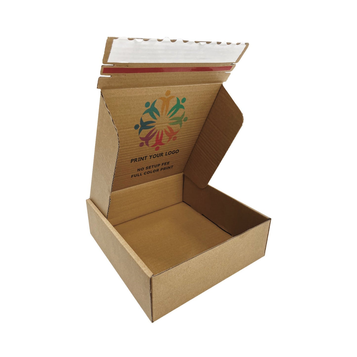 Custom Kraft Literature Corrugated Paper Mailer Boxes Self-Seal Tape - 9" x 9" x 2" - Bundle of 40 - KIS PAPER - 11261; Full Color Custom Print, Printed in Canada