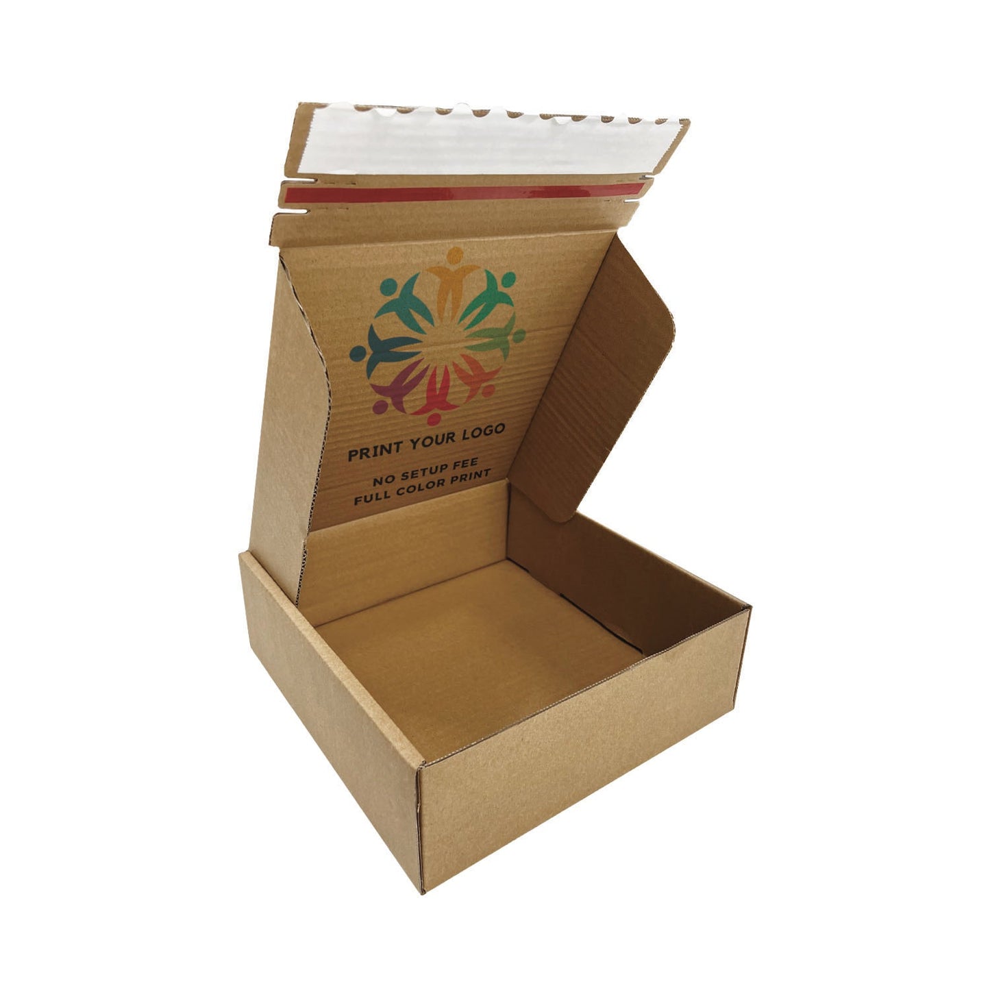Custom Kraft Literature Corrugated Paper Mailer Boxes Self-Seal Tape - 9" x 9" x 3" - Bundle of 40 - KIS PAPER - 11262; Full Color Custom Print, Printed in Canada