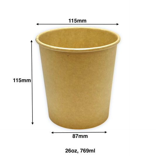 KIS-SC26 | 26oz, 769ml Kraft Paper Soup Cup Base; From $0.171/pc