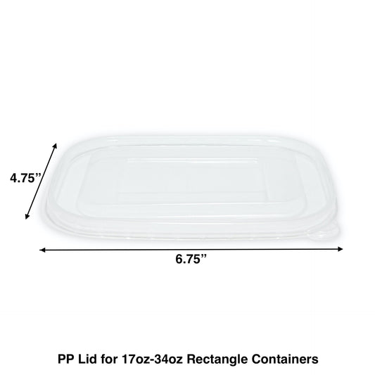 KIS-PL475 | PP Lids for 17oz-34oz Kraft Paper Rectangle Containers; From $0.162/pc