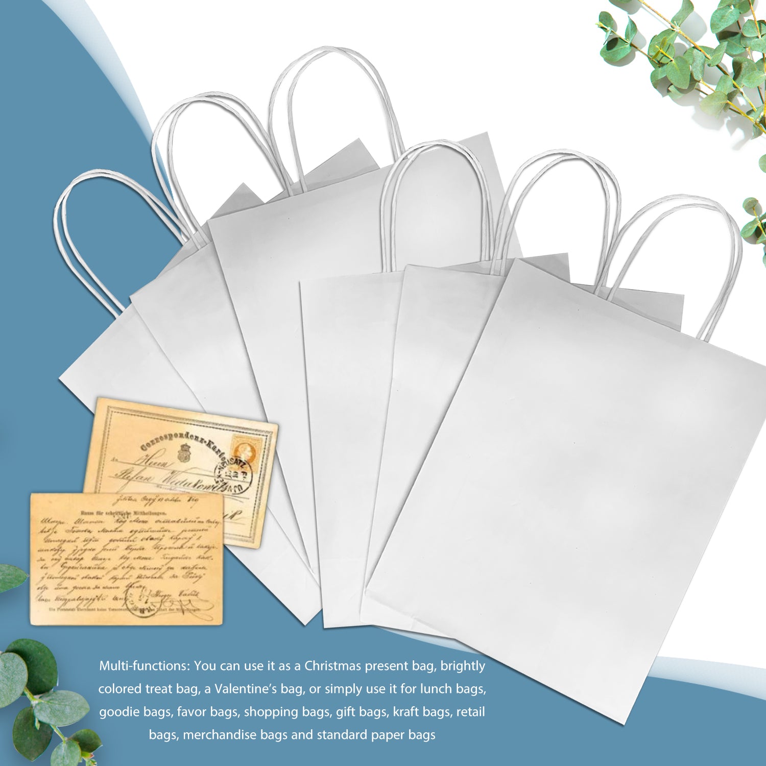 250 Pcs, Debbie, 10x5x13 inches, Kraft Paper Bags, with Twisted Handle