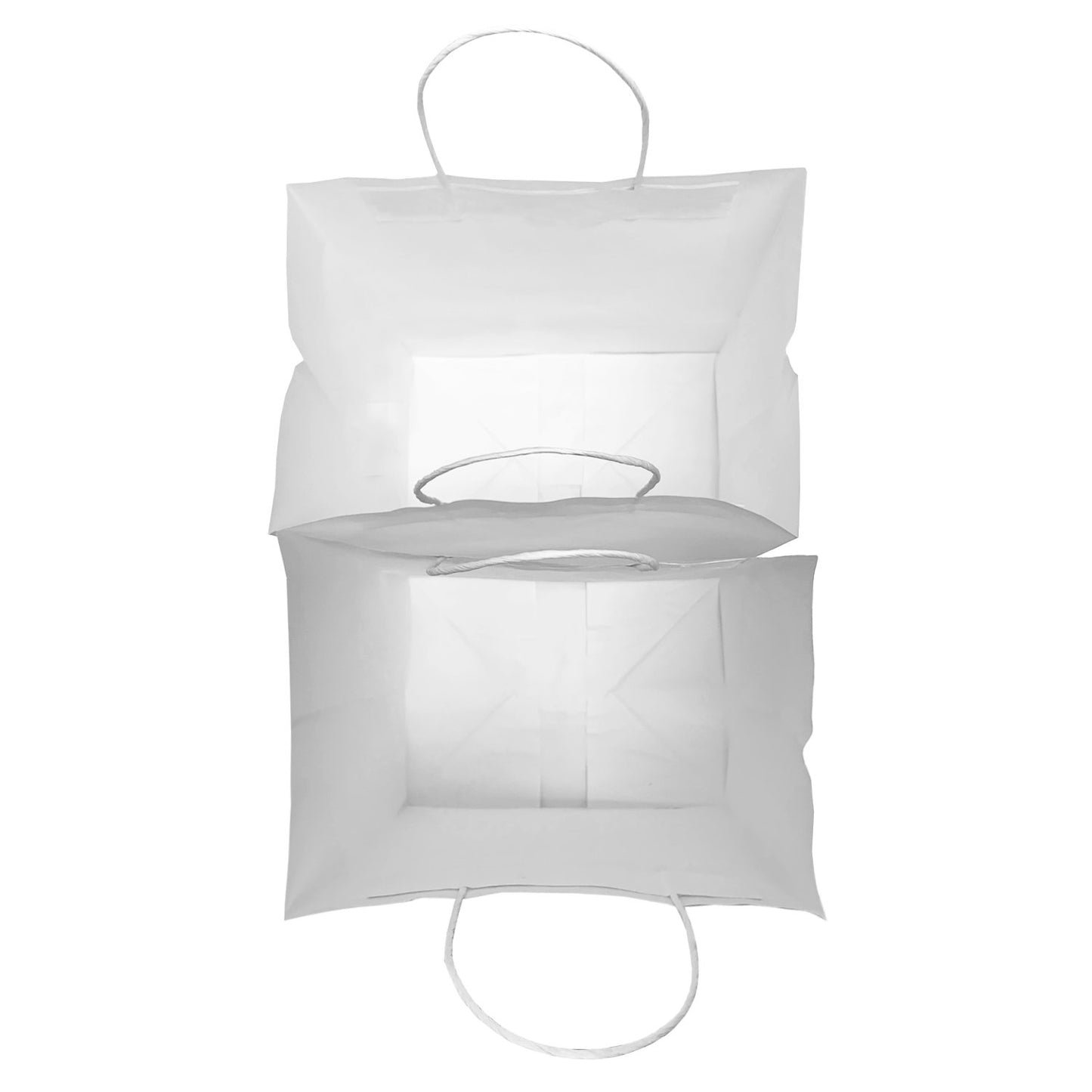 250 Pcs, Bistro, 10x6.75x12 inches, White Paper Bags, with Twisted Handle