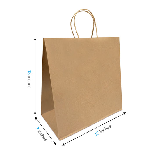 250 Pcs, Star, 13x7x13 inches, Kraft Paper Bags, with Twisted Handle