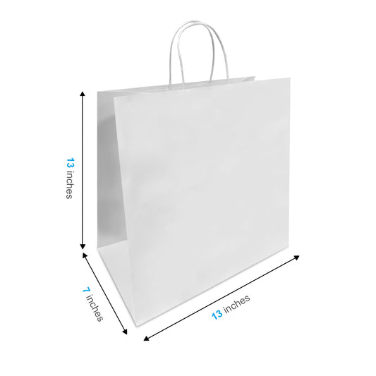 250 Pcs, Star, 13x7x13 inches, White Paper Bags, with Twisted Handle
