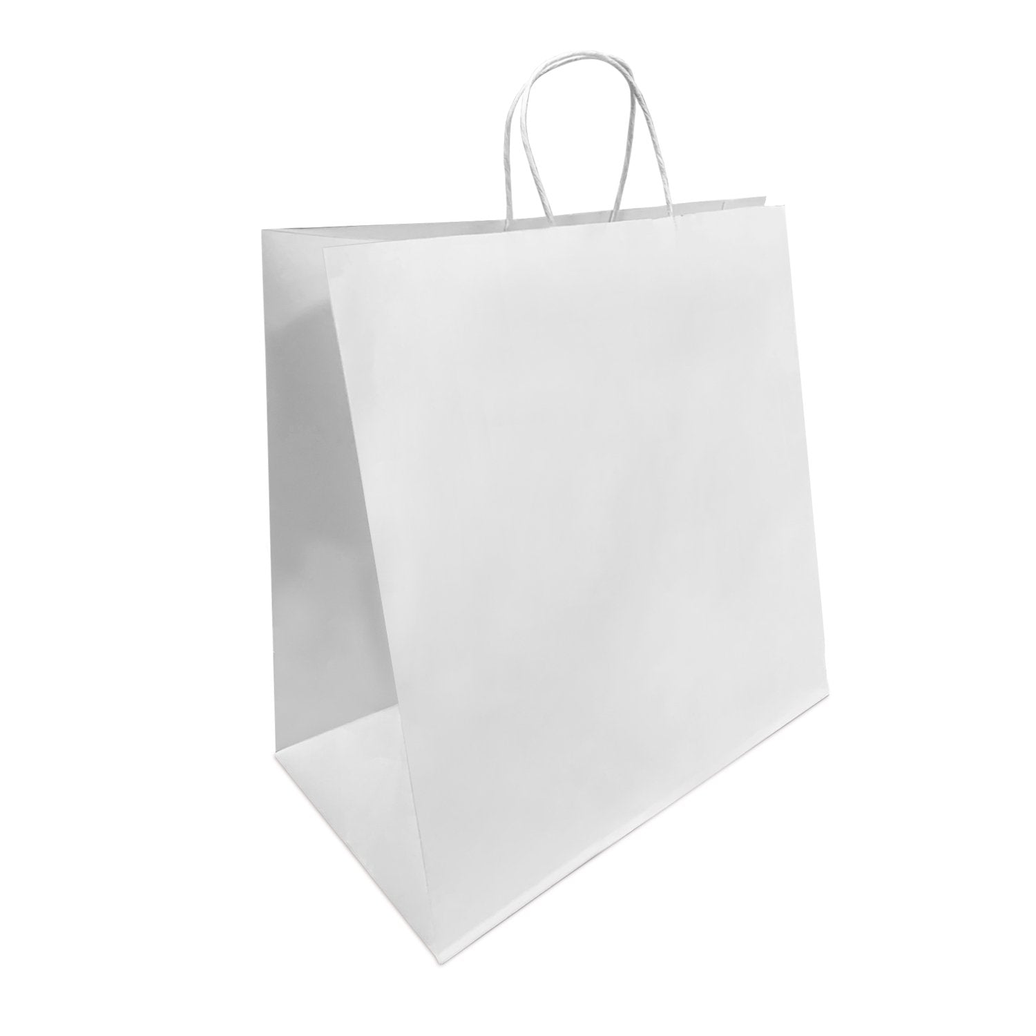200 Pcs, Tiger,  14x8x14 inches, White Kraft Paper Bags, with Twisted handle
