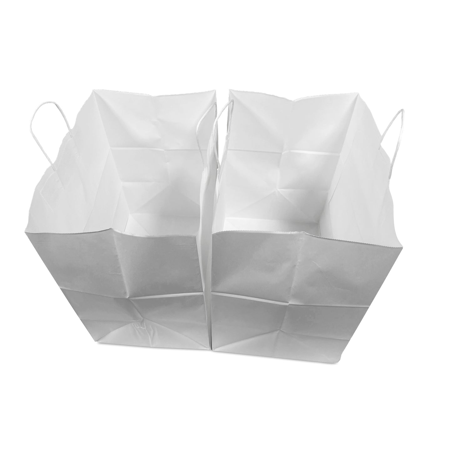 200 Pcs, Dumbo,  15x10.5x16.5 inches, White Paper Bags, with Twisted Handle