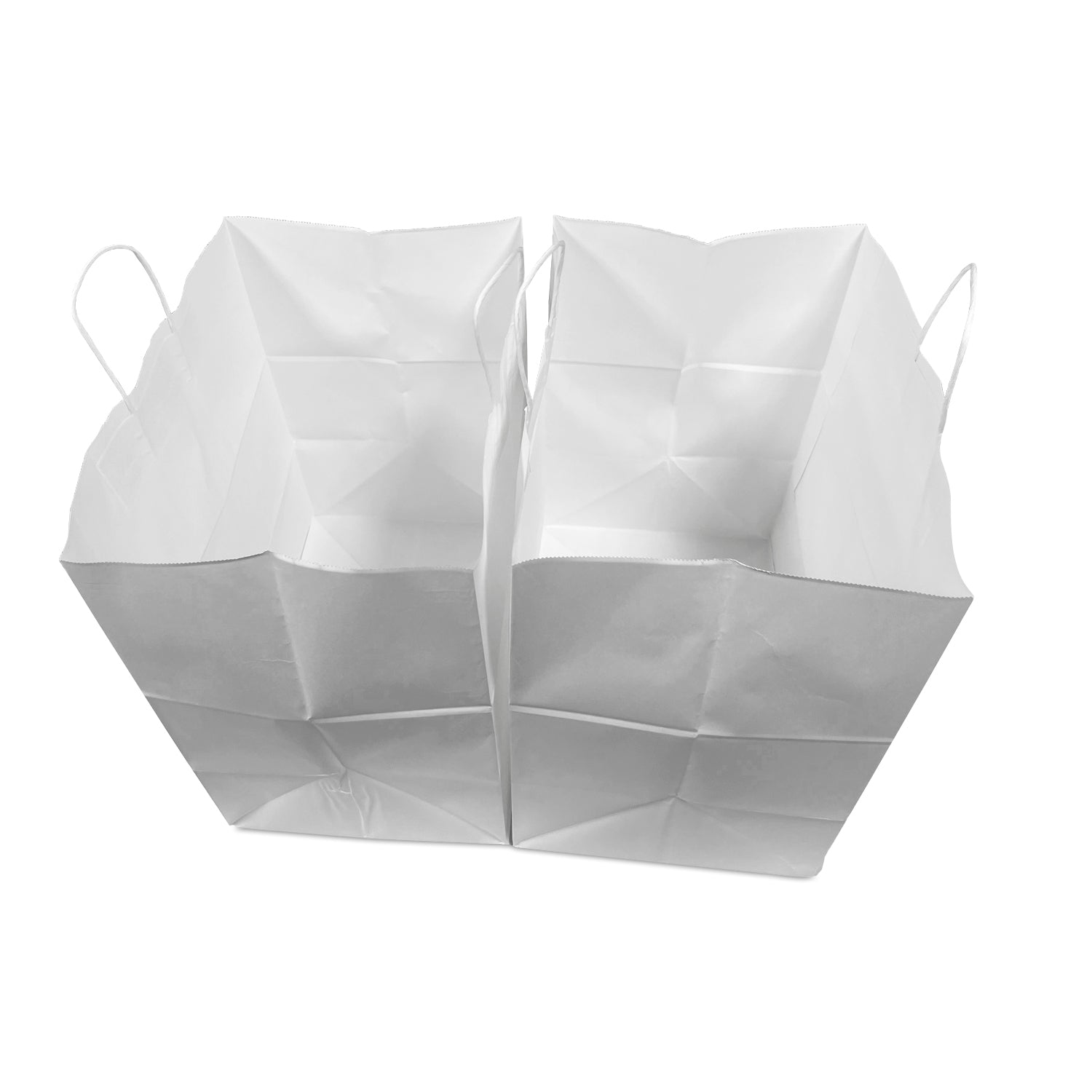 200 Pcs, Dumbo,  15x10.5x16.5 inches, White Paper Bags, with Twisted Handle