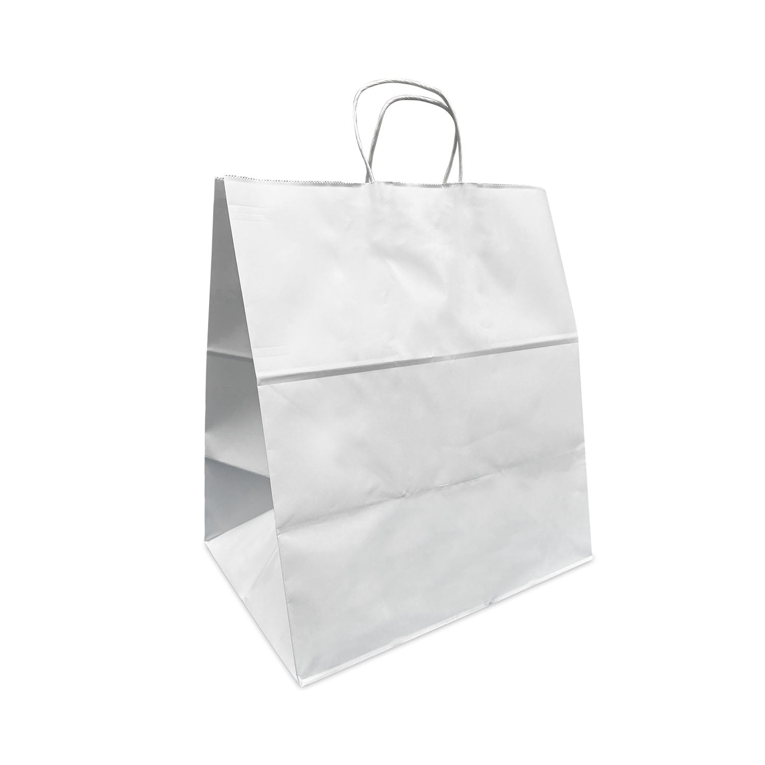 200 Pcs, Dumbo,  15x10.5x16.5 inches, White Paper Bags, with Twisted Handle
