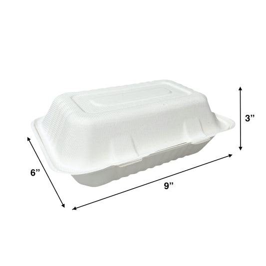 KIS-S9631 | 9x6x3 inches, 1-Compartment, Sugarcane Clamshell Food Container; $0.211/pc