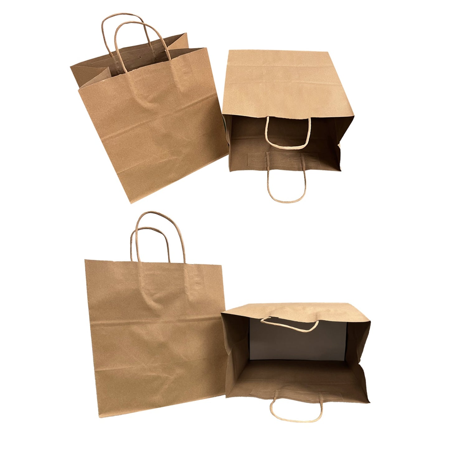 1182B | 200pcs Bento 11x8x12 inches Kraft Paper Bag Cardboard Insert with Twisted Handles; U$0.54/pc