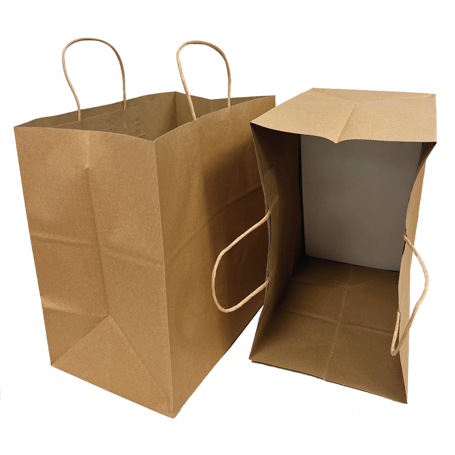 1383B | 200pcs Take Out 13x8x13 inches Kraft Paper Bag Cardboard Insert with Twisted Handles, $0.56/pc