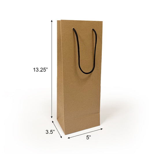 150 Pcs, Wine,  5.5x3.25x13 inches, Euro Tote Paper Bags, with Rope Handle