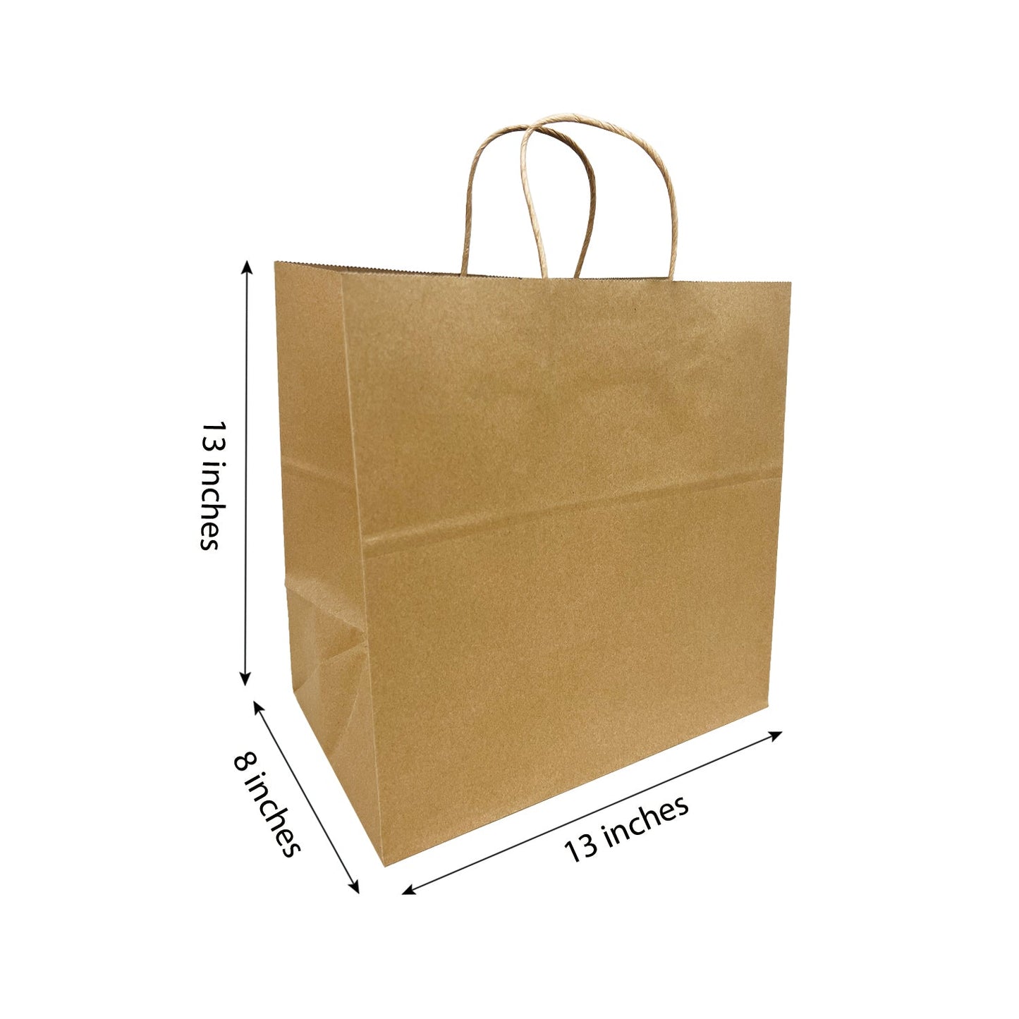1383B | 200pcs Take Out 13x8x13 inches Kraft Paper Bag Cardboard Insert with Twisted Handles, $0.56/pc