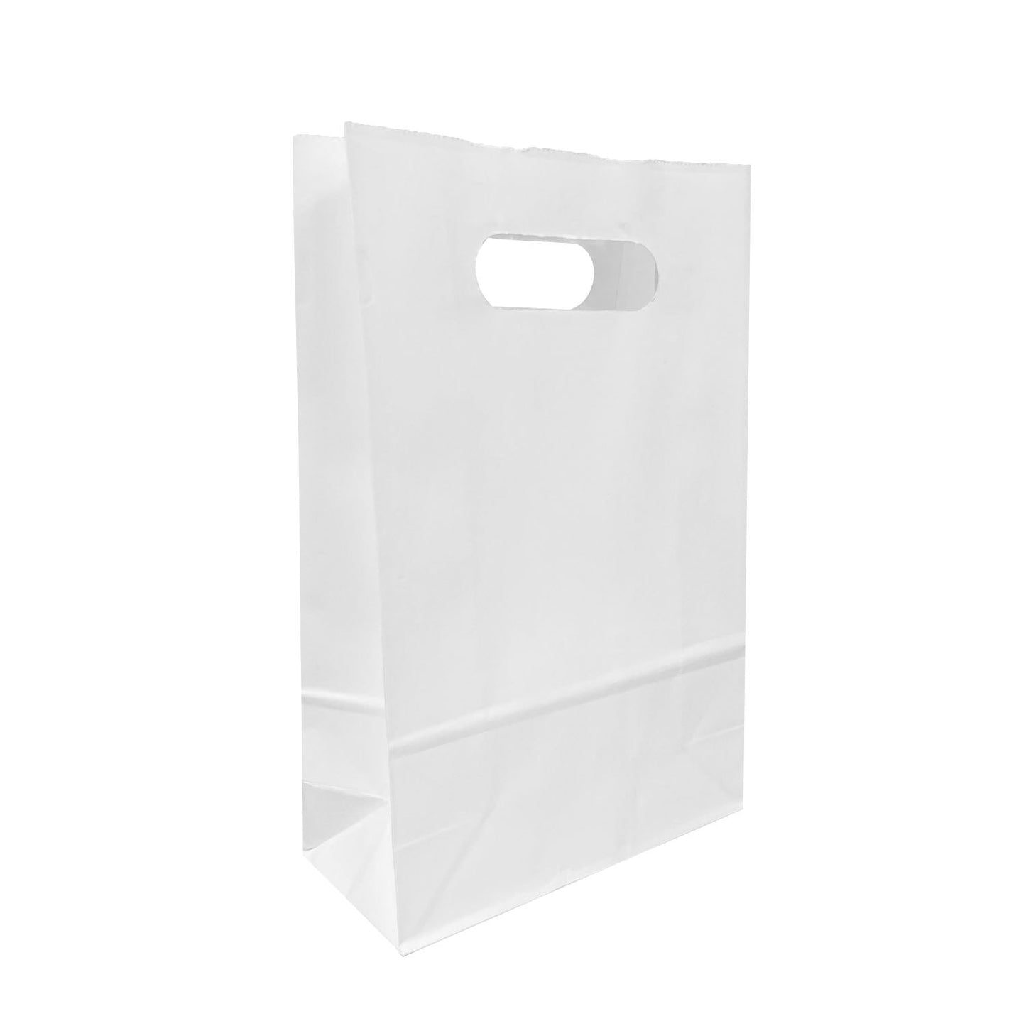 250pcs, Snack, 7 1/8x3 1/4x10 3/4 inches, White Paper Bags, with Die Cut Handles