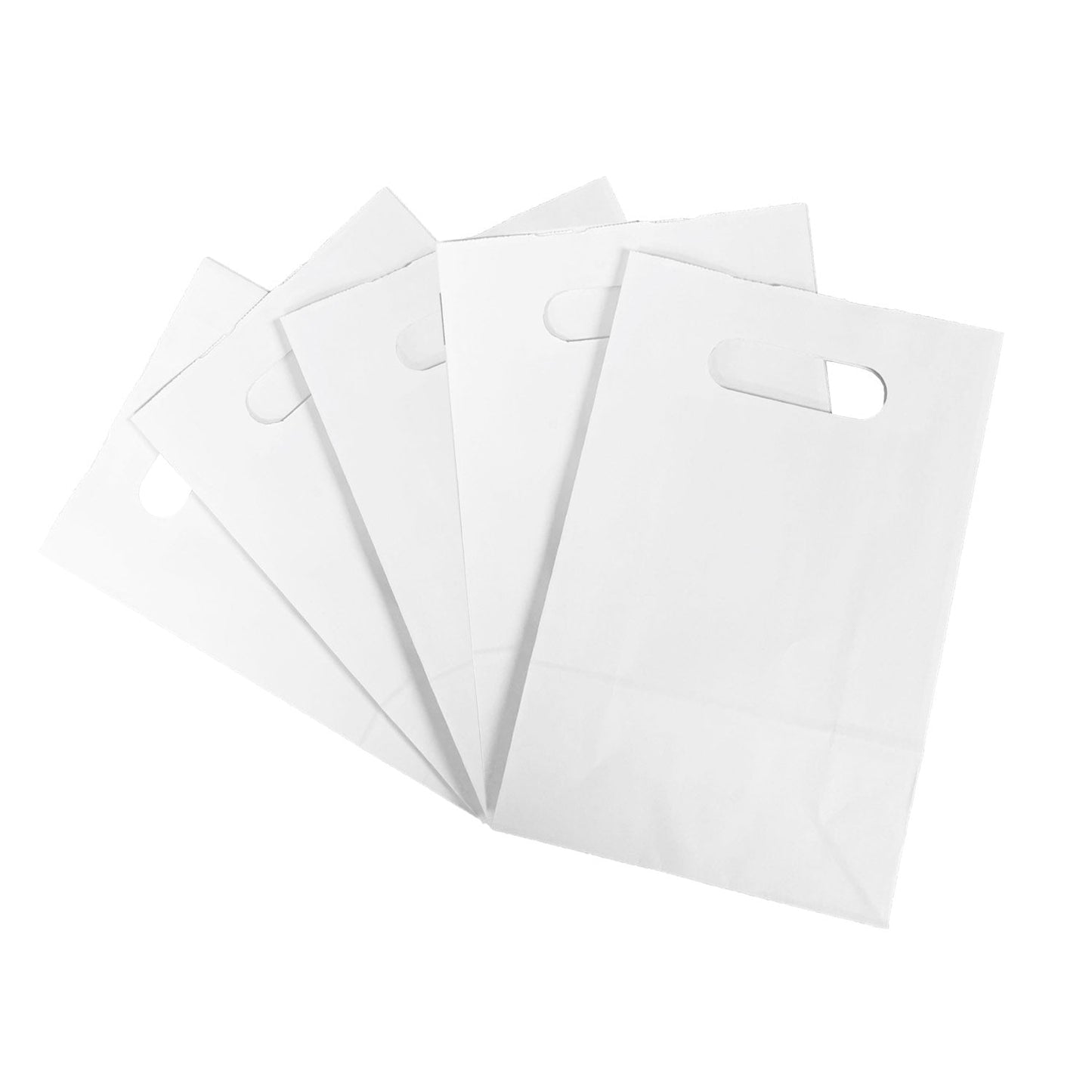 250pcs, Snack, 7 1/8x3 1/4x10 3/4 inches, White Paper Bags, with Die Cut Handles
