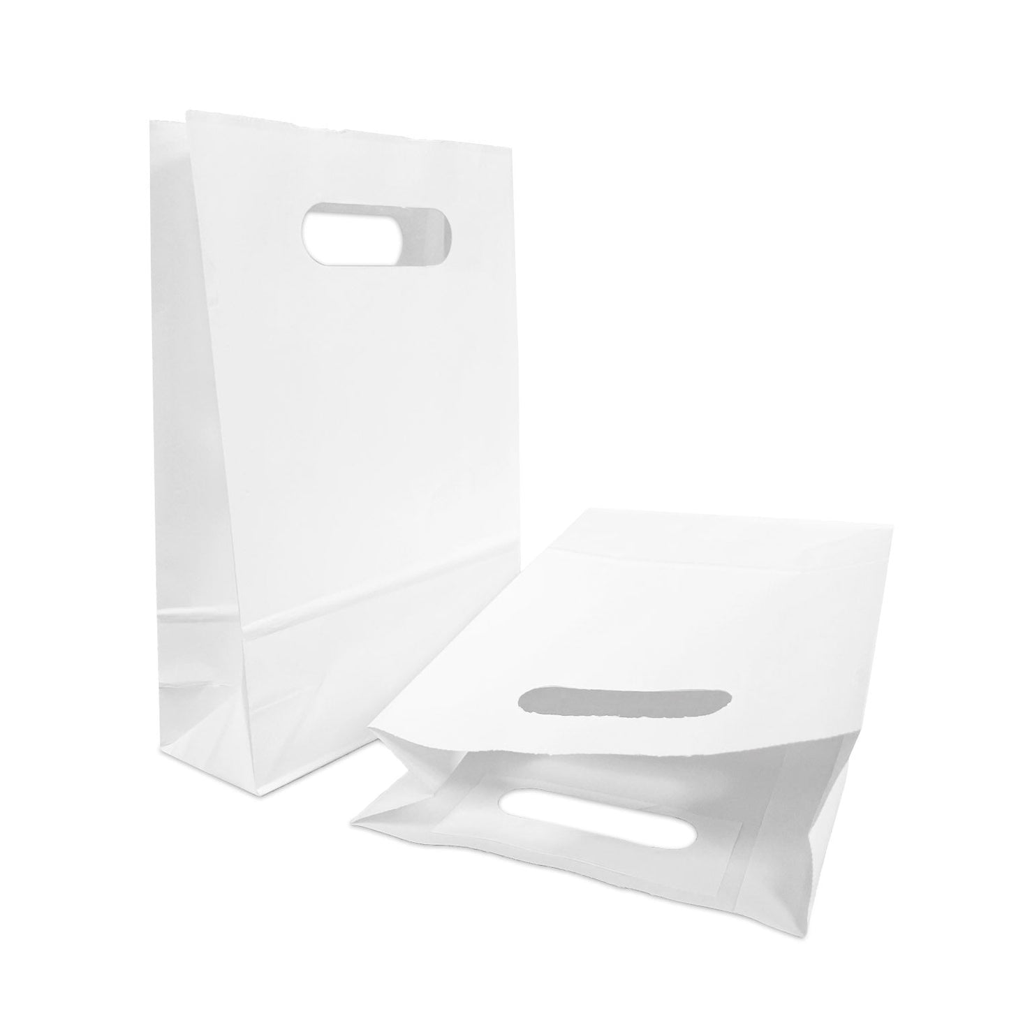 250pcs, Snack, 7 1/8x3 1/4x10 3/4 inches, White Paper Bags, with Die Cut Handles