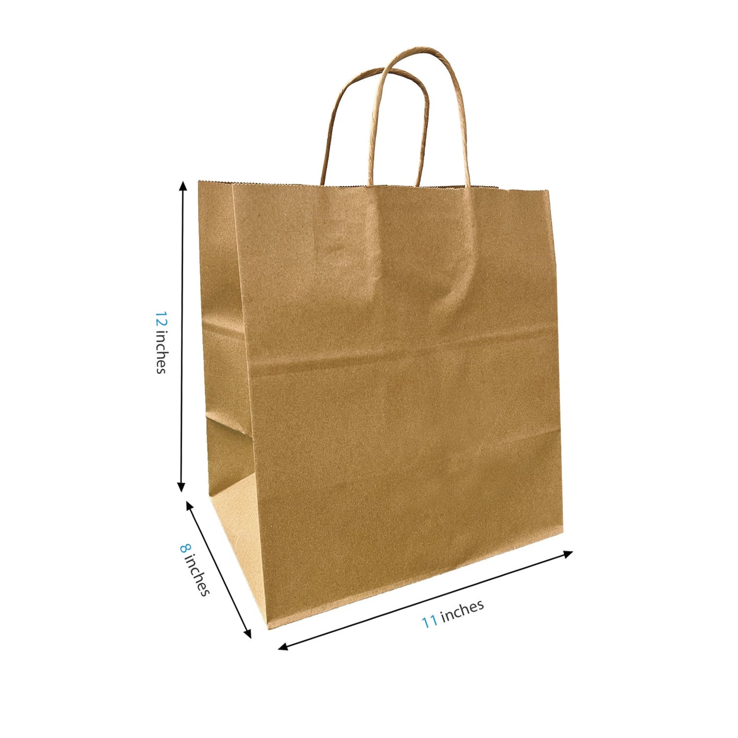 1182B | 200pcs Bento 11x8x12 inches Kraft Paper Bag Cardboard Insert with Twisted Handles; U$0.54/pc