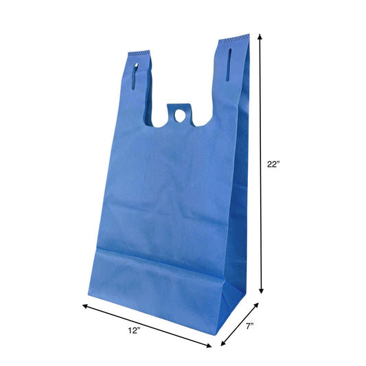 200pcs Non-Woven Reusable T-Shirt Bag 12x7x22x7 inches Blue Shopping Bags Square Bottom; $0.55/bag