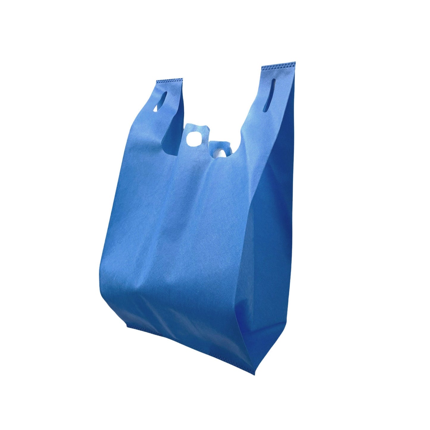 200pcs Non-Woven Reusable T-Shirt Bag 12x7x22 inches Blue Shopping Bags Pinch Bottom; U$0.54/pc