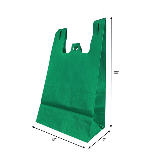 200pcs Non-Woven Reusable T-Shirt Bag 12x7x22x7 inches Dark Green Shopping Bags Square Bottom; $0.55/bag