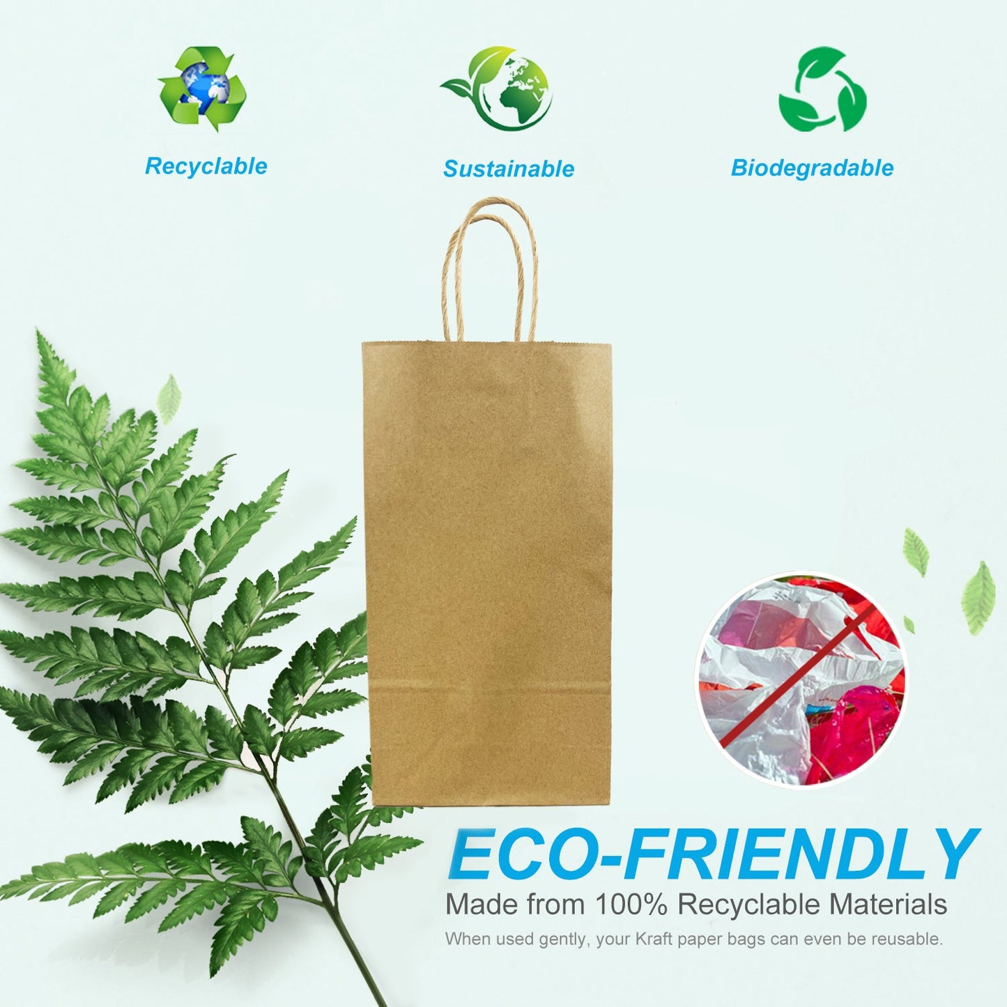 6532B | 250pcs Double Wine 6.5x3.5x12.375 inches Kraft Paper Bags Twisted Handles; U$0.35/pc