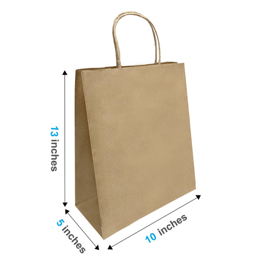 250 Pcs, Debbie, 10x5x13 inches, Kraft Paper Bags, with Twisted Handle