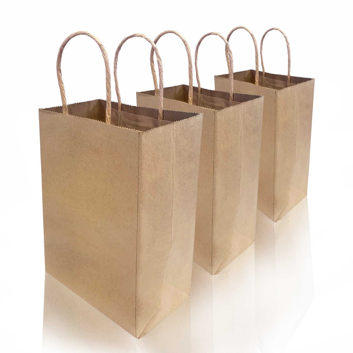 250 Pcs, Gem, 5.3x3.5x8.5 inches, Kraft Paper Bags, with Twisted Handle