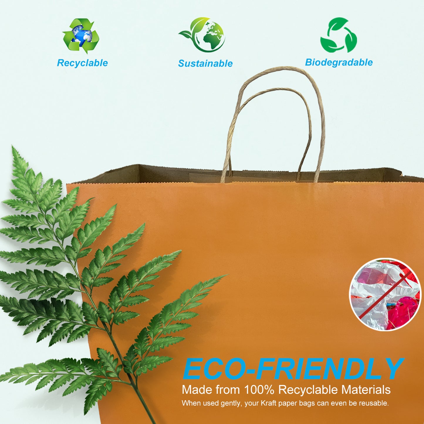 150 Pcs, Super Royal, 14x10x15.75 inches, Orange Kraft Paper Bags, with Twisted Handle