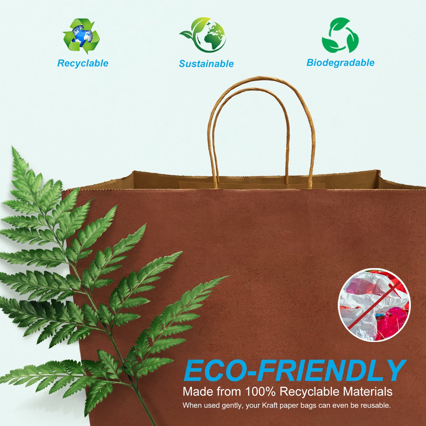 150 Pcs, Super Royal, 14x10x15.75 inches, Chocolate Kraft Paper Bags, with Twisted Handle