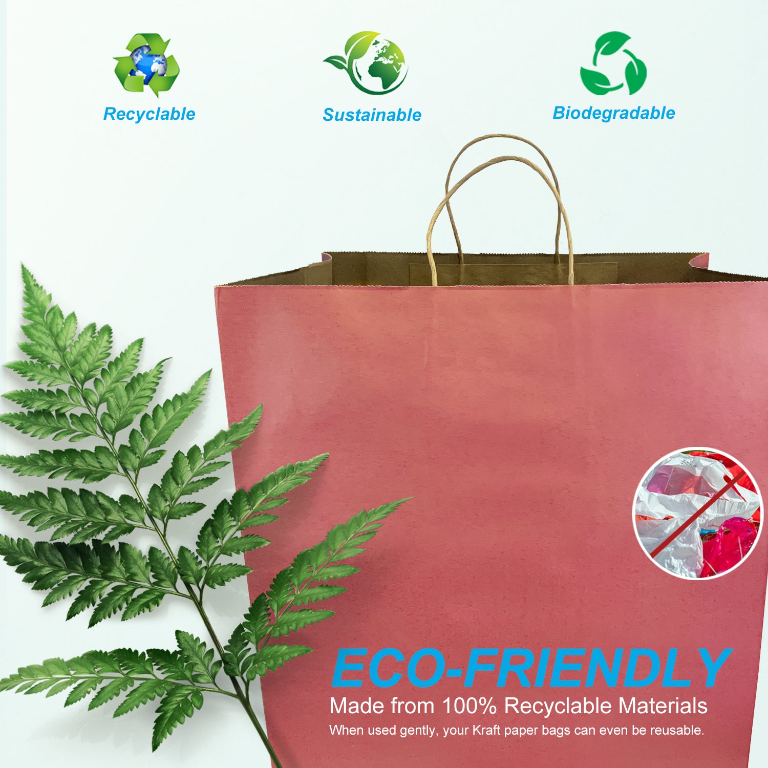 150 Pcs, Super Royal, 14x10x15.75 inches, Burgundy Kraft Paper Bags, with Twisted Handle