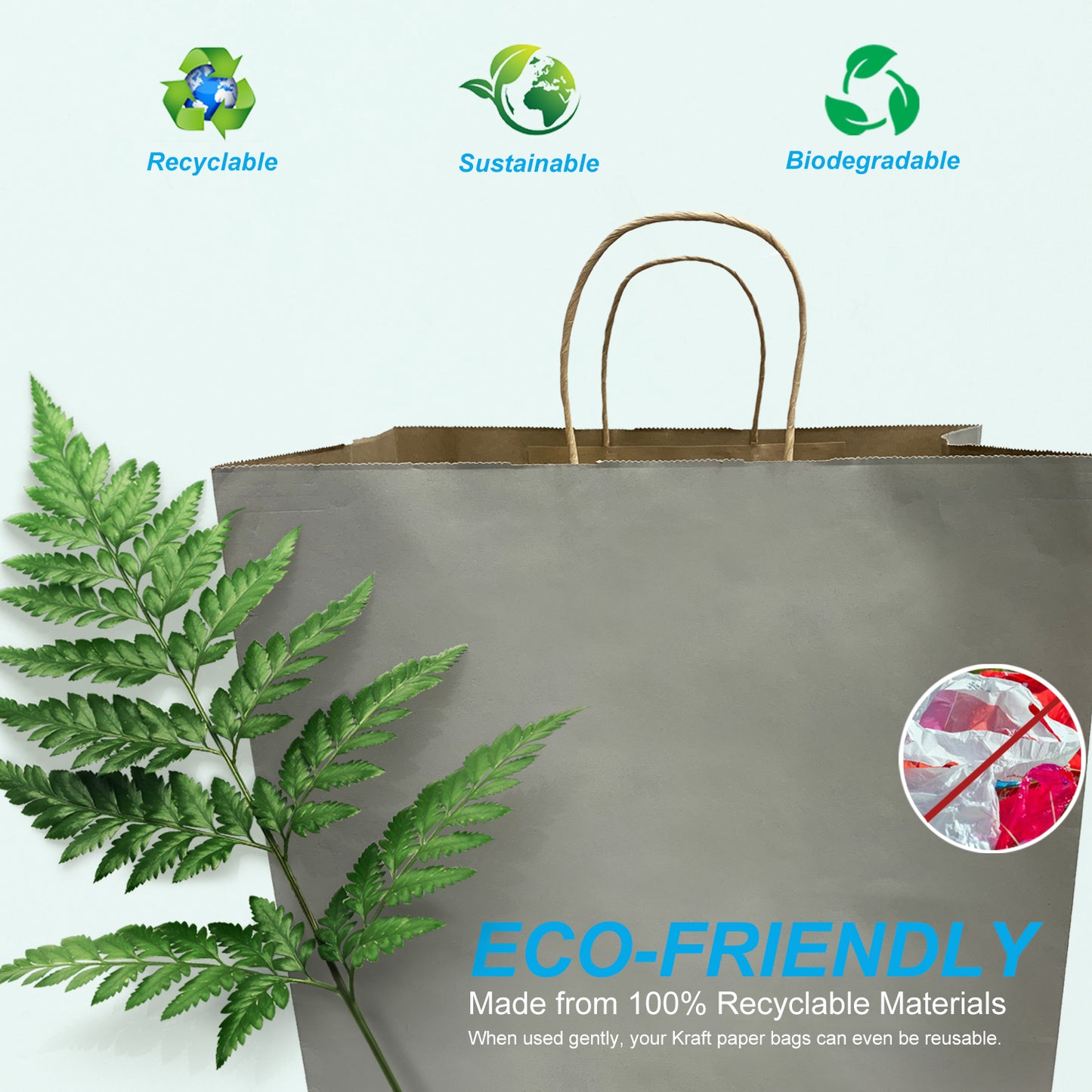 150 Pcs, Super Royal, 14x10x15.75 inches, Grey Kraft Paper Bags, with Twisted Handle