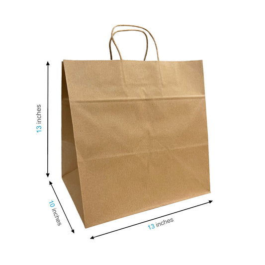 1303B | 250pcs Cake 13x10x13 inches Kraft Paper Bags Twisted Handles; $0.56/pc