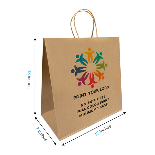 250pcs Star 13x7x13 inches Kraft Paper Bags Twisted Handles, Full Color Print, Printed in North America