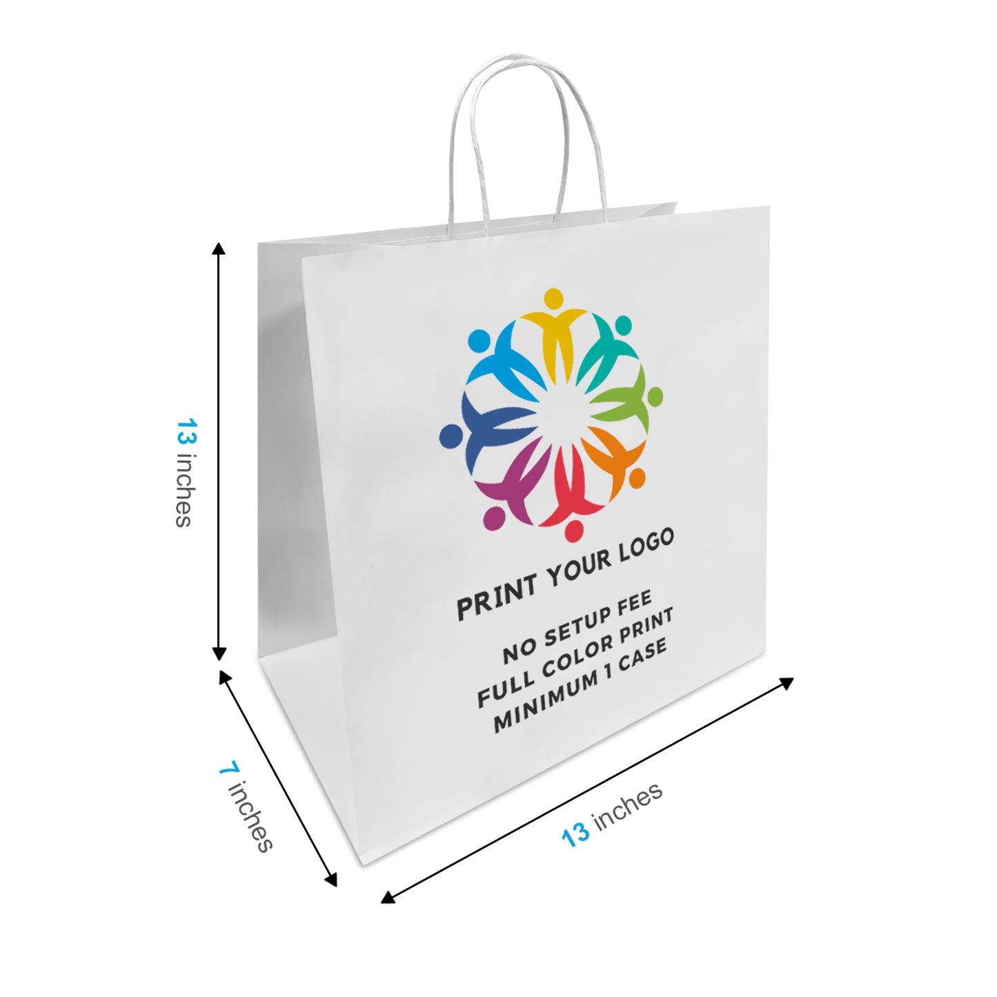250pcs Star 13x7x13 inches White Paper Bags Twisted Handles, Full Color Print, Printed in North America