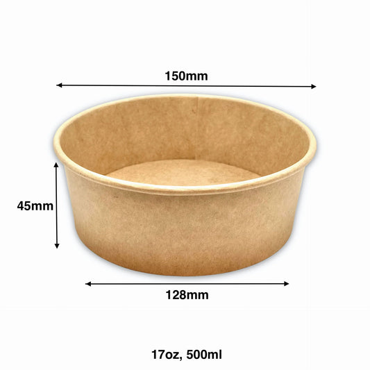 Paper Salad Bowl Kraft - 500ml - Carton of 300 - KIS PAPER - 11037; From $0.186/pc